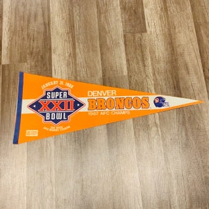 DENVER BRONCOS PROPORZE flaga zabytkowe pamiątki sportowe futbolu amerykańskiego nfl John Elway super bowl wincraft usa afc champs 1987 xxii jack murphy ALC2