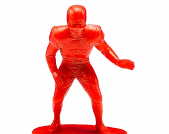 LOUIS MARX FOOTBALL 1969 vintage plastic molded action figure collectible 4 inch 4" toy sports memorabilia Red free safety