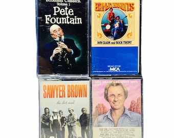 Fitas cassete músicas músicas álbuns sucessos vtg set vintage pop rock country mix lote 4 Sawyer Brown Banjo Bandits Pete Fountain Mel Tillis
