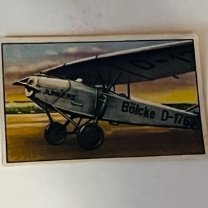 Airplane Tobacco Trading Card West Germany 1930s Garbaty Junkers T26E jet luft