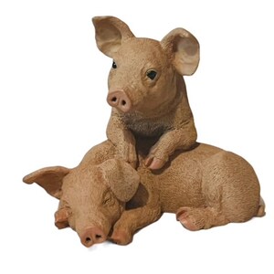 Castagna Italy Resin Pig Figurine vtg hog piglet anthropomorphic twins gift love