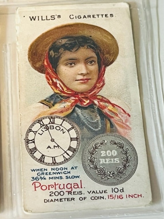 cigarette card valuations near me Wills Time Money Cigarette Tobacco Trading Card 1908 WD Bristol HO Portugal  Reis