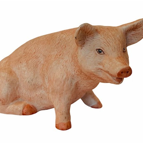 Pig Figurine vtg hog piglet gift decor collectible sculpture farm anthropomorphic porcelain ceramic bisque lefton