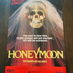 Plakat do kina Karta holu kina 1985 Miesiąc miodowy do śmierci, która miała miejsce w USA Część NB