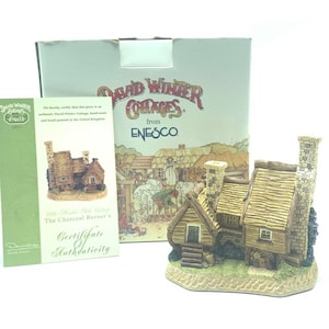 DAVID WINTER COTTAGE vintage figurine statue sculpture vtg great britain england nib box coa house Hine 1998 Charcoal burners members only