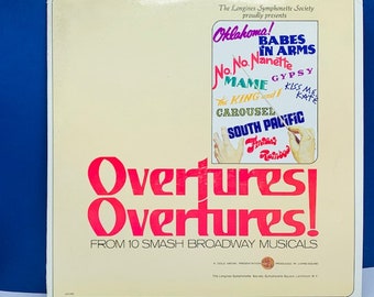 VINYL RECORD VINTAGE 33 rpm music album lp vtg in cover sleeve mcm 12 inch 12" Overtures 10 smash broadway musicals longines symphonette