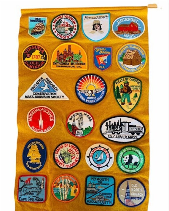 Vintage Patches Mixed Lot Vtg Scouts Smokey the Bear Boston Virginia Trains  Railroad Cypress Hampton Statue Liberty Masonic Freemasonry 1960 