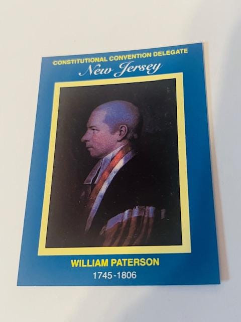 Delegate Card Constitutional Convention 1787 Politics William Paterson New Jersey