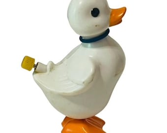 Wind Up Toy Figure Russ Berrie Bandai Tomy 1984 Vtg Plastic White Duck Goose
