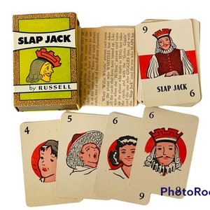 Russell Big Little Card Game 1939 vtg biblioteca antiga EUA vol IV Slap Jack Mass AC1