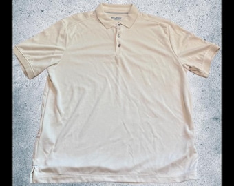 vintage Tommy Bahama Island - Chemise beige, grand col boutonné uni L Tiki
