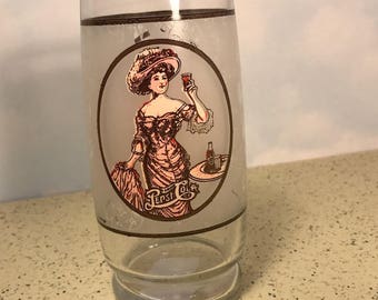 PEPSI COLA GLASS drink advertising Love its flavorsoda pop beer mug vintage barware glassware bar mug collectible