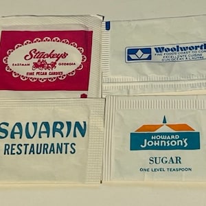 Sugar Packet Lot Ephemera Advertising 1960s Sauarin Woolworth Howard Johnson vtg
