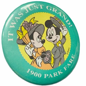 DISNEY WORLD PINBACK pin button vintage walt disneyland souvenir theme park apparel vtg Minnie Mickey Mouse 1900 park fare it was just grand