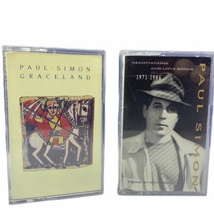 Cassettebandjes muzieknummers vtg set gemengde lot 2 paar vintage rock pop jazz Paul Simon graceland onderhandelingen liefde