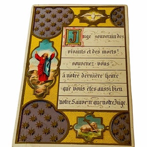 HOLY PRAYER CARD vintage Catholic Christian Jesus Christ God Mary paper antique ephemera church gift decor 1956 souvenir france italy