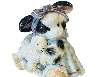Marys Moo Moos Cow Figurine Enesco Anthropomorphic vtg Had Little Lamb sheep