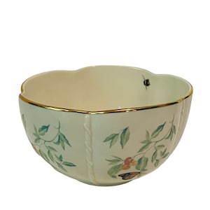 Lenox Serenade snoepschaal notenkom 24k goud Morningside Cottage Butterfly Bee