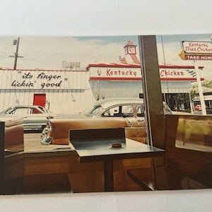 Greeting Card Ephemera vtg Papa Moon 1973 Kentucky Fried Chicken KFC Los Angeles