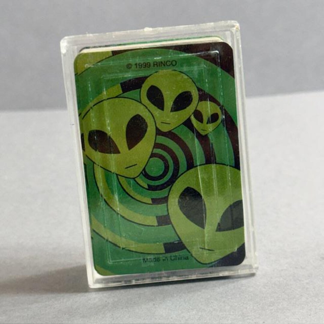 Vintage 1999 Rinco Alien Playing Cards Poker Miniature Mini Case UFO ...