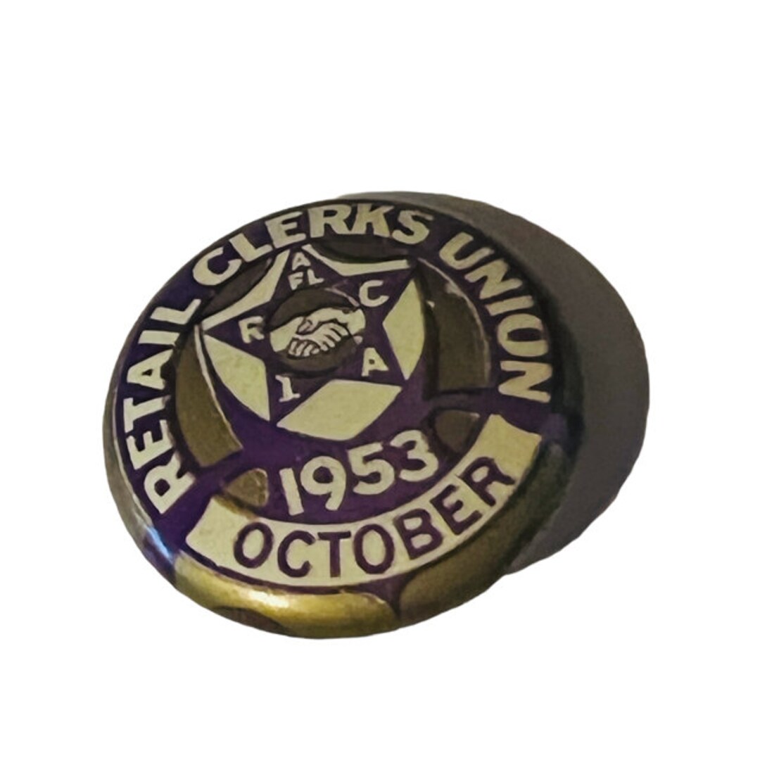 Equity Union Button Pin Retail Clerk Trade Union Pin Button Pinback Bastian Bros Vtg 1953 ...