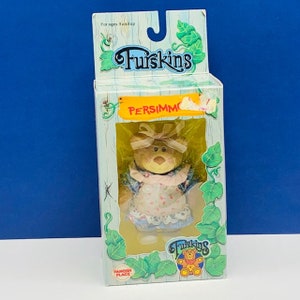 FURSKINS PANOSH PLACE 1986 teddy bear figure doll Persimmon nib box flocked fur rare vintage toy vtg ALC1