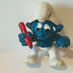 Smurfs vtg toy figure Peyo Schleich W Germany Smurf 1978 Pencil Test Sweat Pen