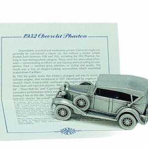 PEWTER CLASSIC CARS Danbury Mint vintage world automobile silver model coa vtg figurine 1932 Cevrolet Phaeton