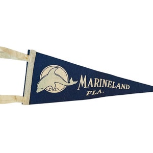 Marineland Florida FLA antique vtg pennant flag banner marine land whale 1960s ALC2
