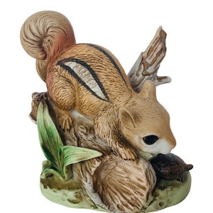 Eichhörnchen Figur Homco Meisterwerk Porzellan Home Interior Geschenk antike anthropomorphe Chipmunk Lächeln VTG Bisque Keramik Baby Schildkröte