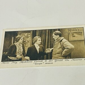WD HO Wills Cigarette Tabac 1937 Carte à collectionner Stars du cinéma Escape Marie Ney