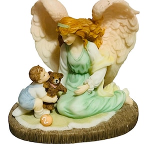 Seraphim Classics Angel Figurine Sculpture Roman Gift Vtg Watch Over Me teddy bear boy 78093