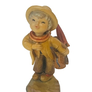 Anri Ferrandiz Italy Hand Carved Figurine Vtg Signed RARE Boy Kiss Umbrella Hobo