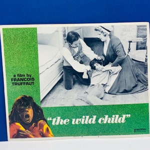 LOBBY CARD POSTER vintage 1970 cine teatro recuerdos 14X11 pared arte papel efímera mcm Wild Child Francois Truffaut 3 AC1
