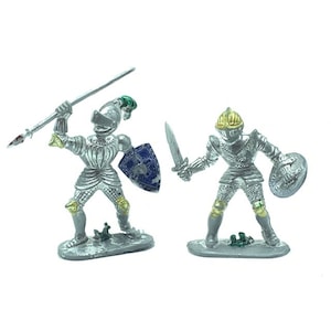 ACTION FIGURE TOY vintage retro vtg pop culture military 1970s West Germany W knights sword shield armor halberd spear pair lot toy soldier
