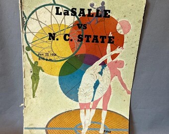 Annons för basketprogram från 1954, Lasalle, North Carolina State St.