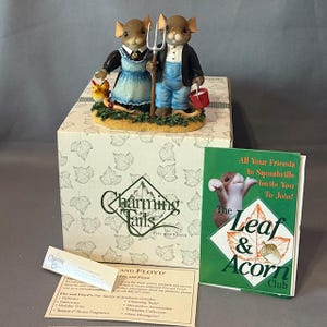 Vintage Charming Tail Figurine Mouse Fitz Floyd Christmas Home Grown Love Farmer