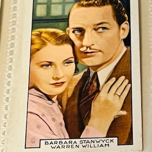 Gallaher Tobacco Card Partner Estrella de cine 1935 Barbara Stanwyck Warren William