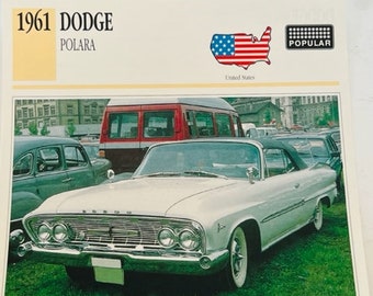 Classic Car Print Picture Automobile Ephemera 6" Litho Dodge Polara 1961 silver