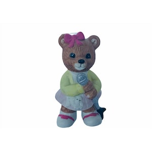 Homco Figurine Teddy Bear Cub Home Interior Gift vtg anthropomorphic microphone
