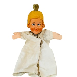 Hand Puppet toy 1969 Muppets Mr Rogers vtg antique Jim Henson Gold Angel crown BM3