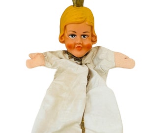 Hand Puppet toy 1969 Muppets Mr Rogers vtg antique Jim Henson Gold Angel crown BM3