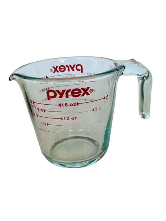 Buy Pyrex Measuring 2 Cups Glass 500 ML Vtg Antique 1 One Red Glassware  Handle Usa Online in India 