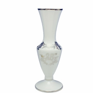 LEFTON VASE 25TH ANNIVERSARY porcelain china japan flower Christmas bells holiday 8049 vintage mcm vtg decor gift