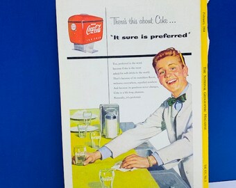 PUBBLICITÀ COCA COLA 1953 National Geographic carta effimera annuncio bottiglia di coca cola soda pop per incorniciare vintage da collezione vtg preferito AC1