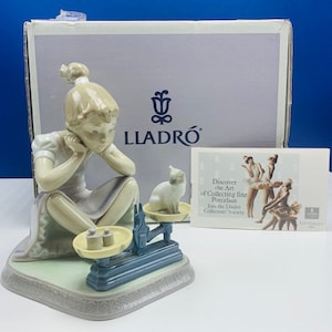 LLADRO NAO STATUE spain daisa sculpture figurine porcelain vintage vtg nib box 5474 How You&#39;ve grown scale cat kitten