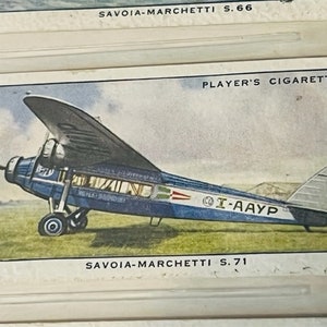 Airplane Tobacco Trading Card John Players Sons Aeroplane Savoia Marchetti plane