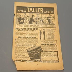 Vintage Print Ad 1939 Advertising 10X6.5 Science Fiction Appear Taller Harvest House