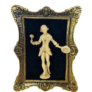 Roman Fontanini Framed Brass Resin Figurine Depose Italy sculpture Italian vintage art Victorian vtg antique gentleman hat