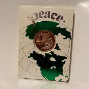 Franklin Mint Gold Coin Christmas Card Holiday Vtg 1970s Medal Peace Earth Green
